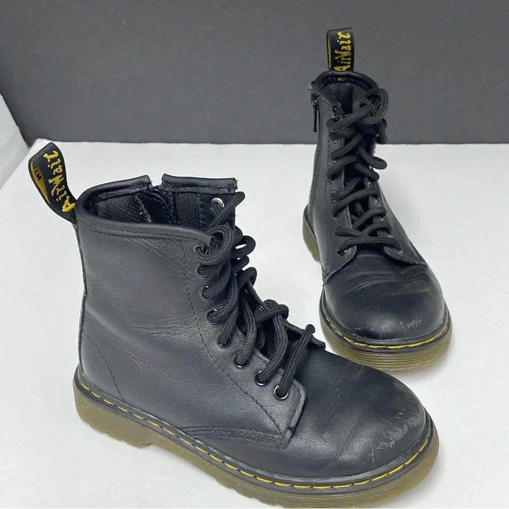 Dr.Martens Boys Boots Size US 11 Black Lace Up‎ Bouncing Soles Side Zip Winter